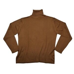 Mark Shale Sweater Womens Medium Brown 100% Silk Turtleneck Knit Pullover
